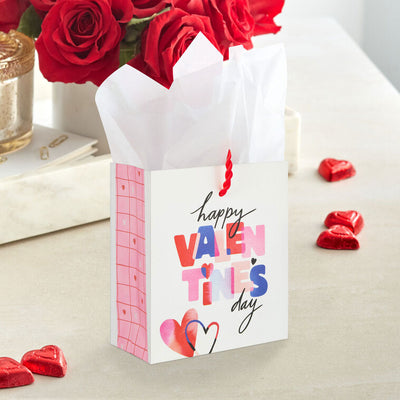 4.6" Happy Valentine's Day on White Gift Card Holder Mini Bag