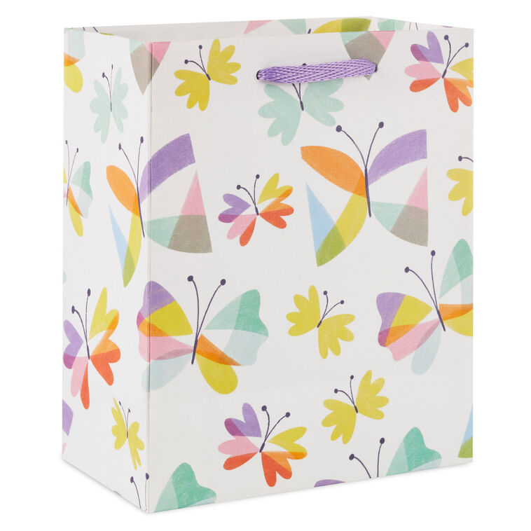 6.5" Happy Spring Butterflies on White Small Gift Bag