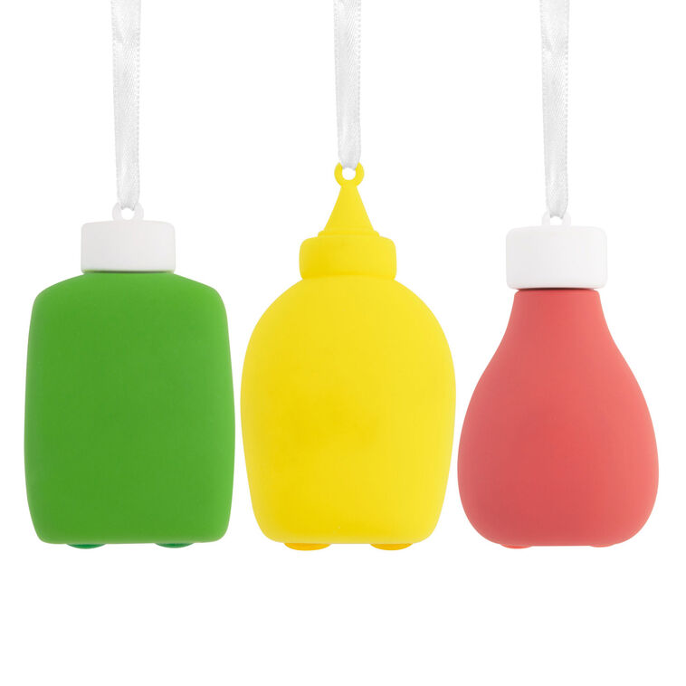 Ketchup, Mustard and Relish Magnetic Hallmark Ornaments, Set of 3