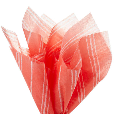 White Stripes on Coral Tissue Paper, 6 sheets