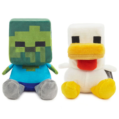 Minecraft Baby Zombie and Chicken Magnetic Plush Pair, 5.25" H