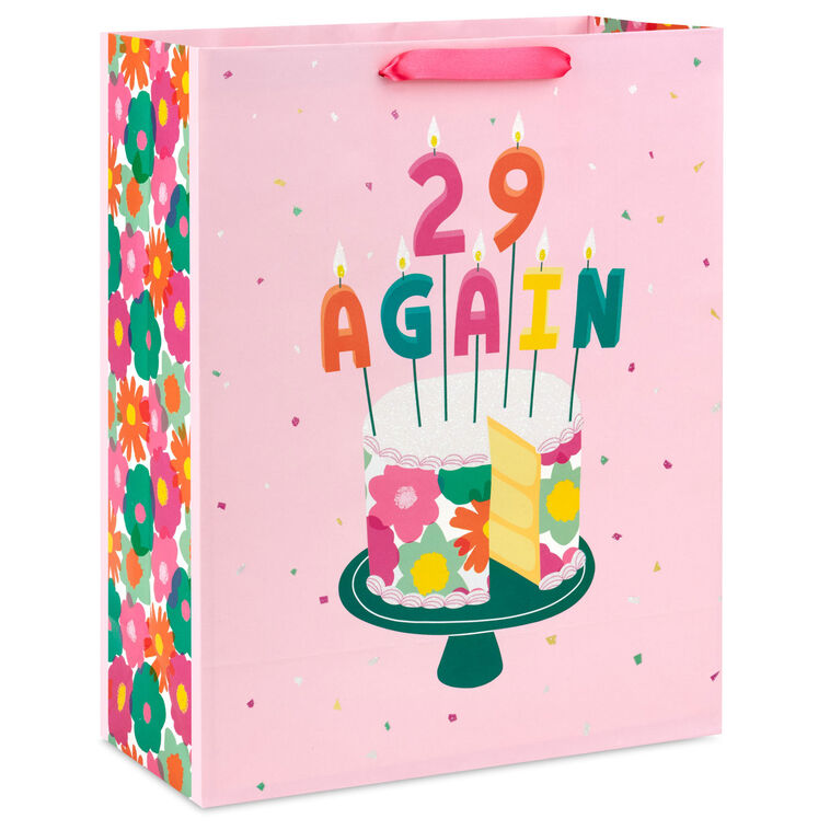 15.5" 29 Again Cake and Candles Extra-Large Birthday Gift Bag