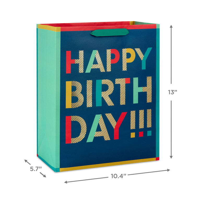 13" Bold Stacked Wishes Large Birthday Gift Bag