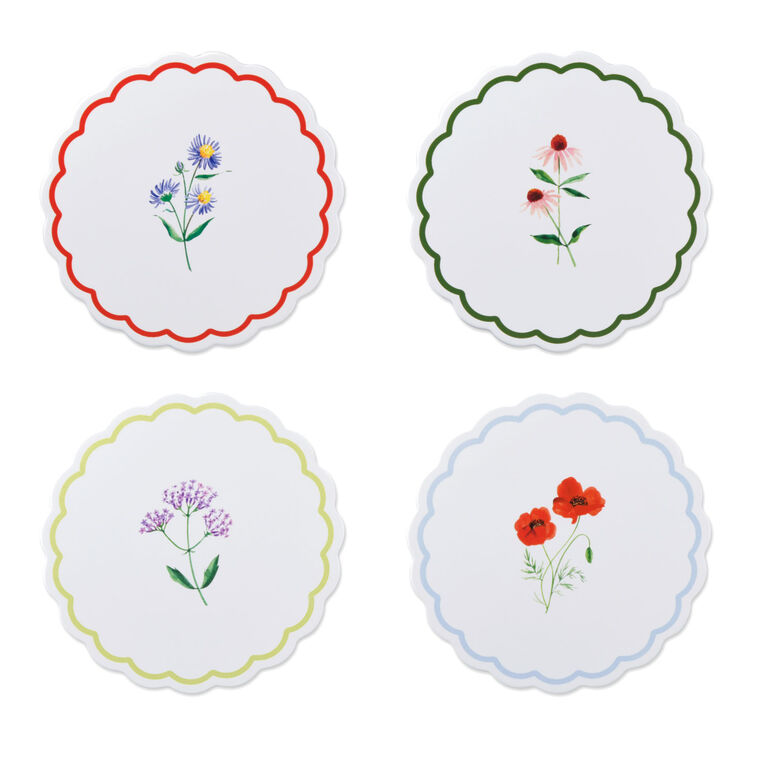 Floral Scalloped Coasters, Set of 4