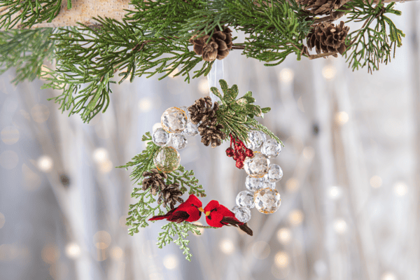 Beaded Cardinal Wreath