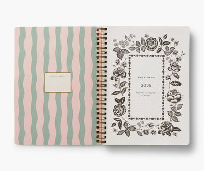 12-Month Soft Cover Spiral Planner - Roses 2025