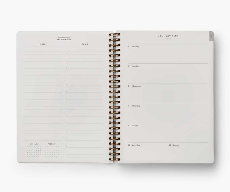 12-Month Soft Cover Spiral Planner - Roses 2025