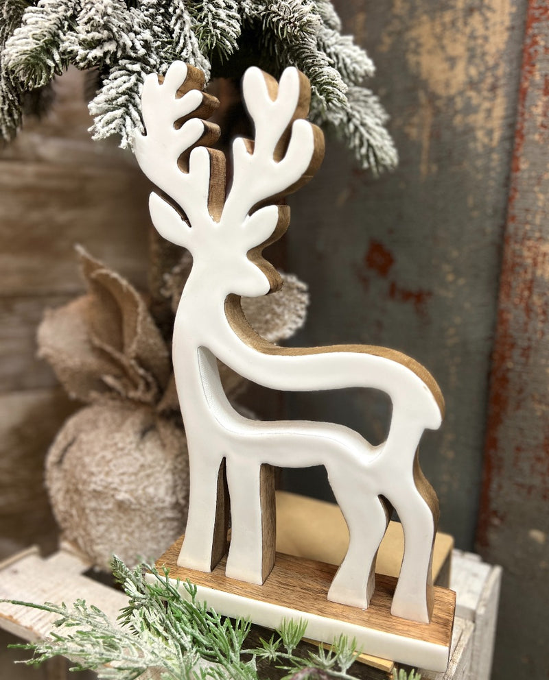 White Enamel Deer 13x8"