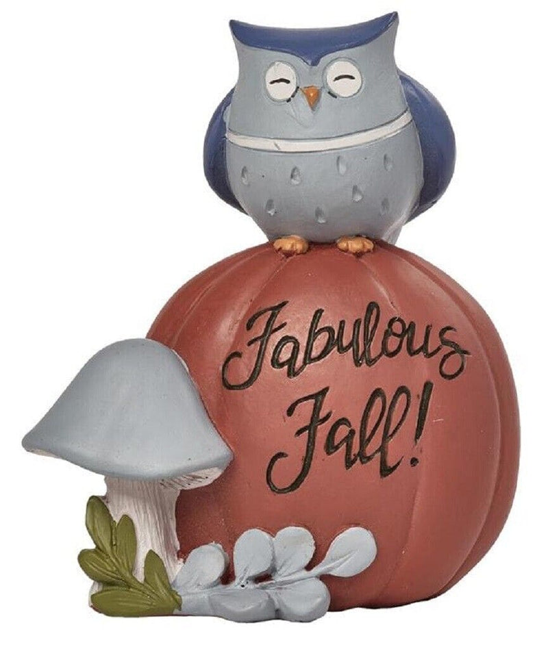 Fabulous Fall Pumpkin with Owl & Mushroom