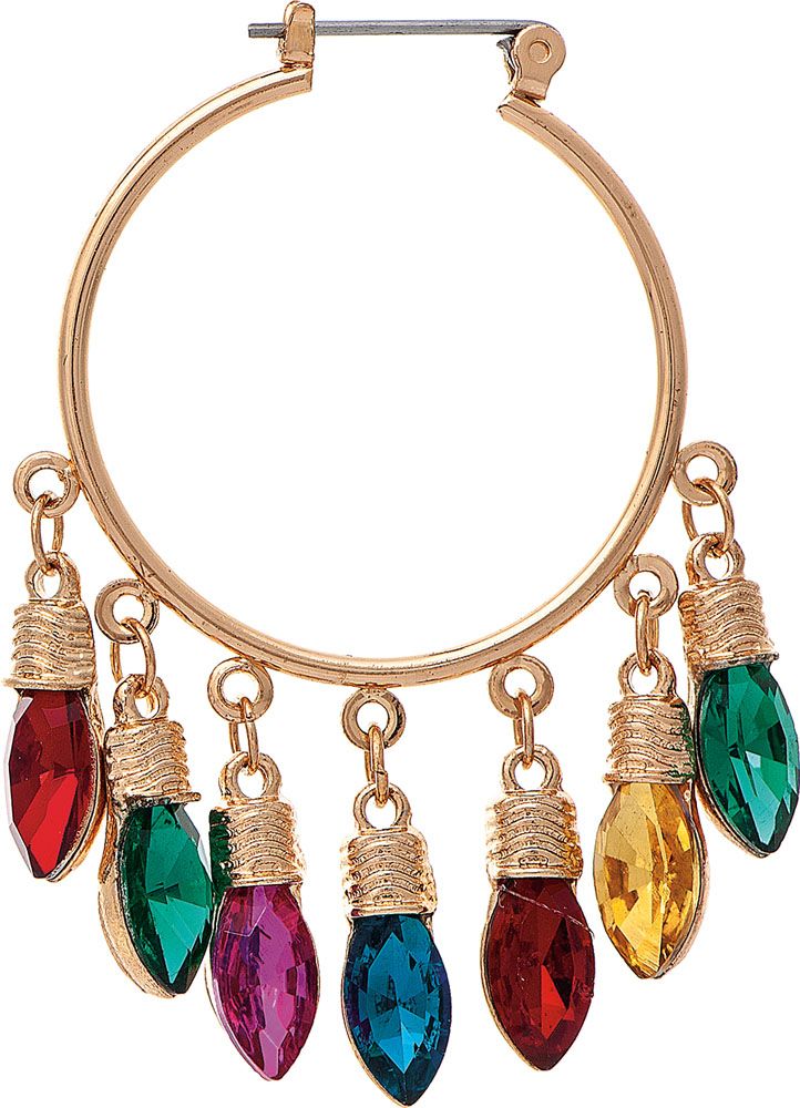 Gold Holiday Lights Hoop Earrings