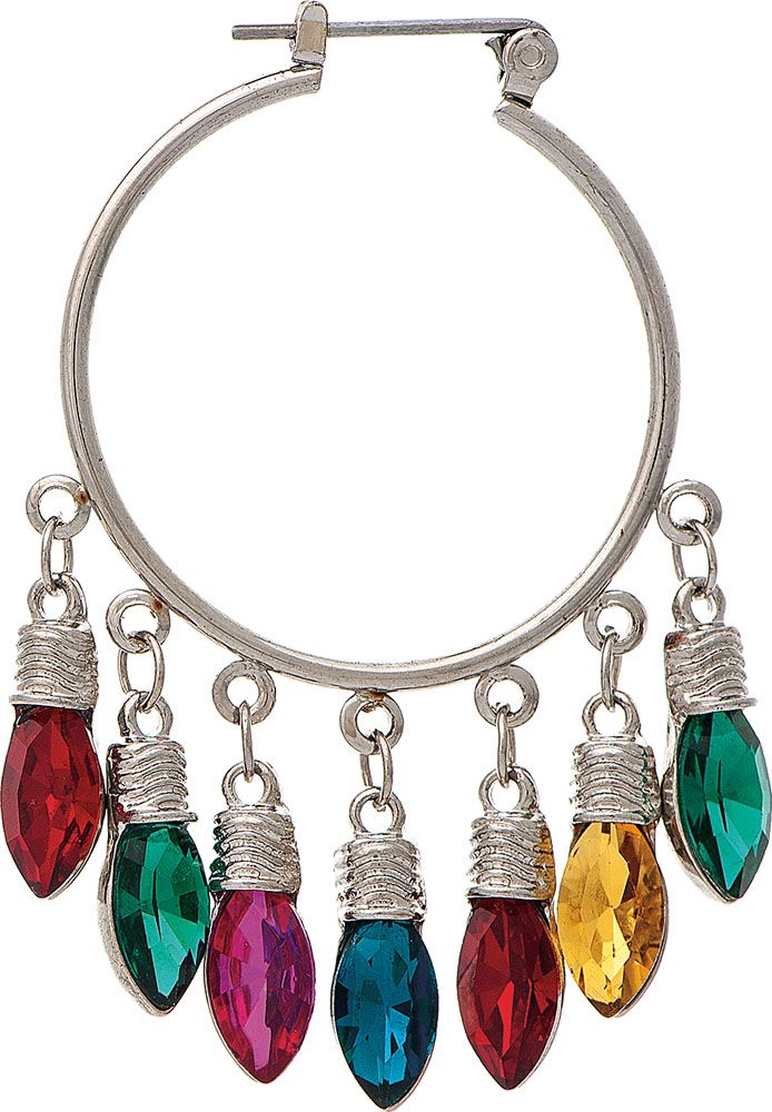 Silver Holiday Lights Hoop Earring