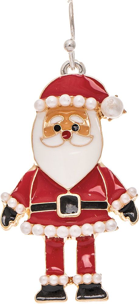 Gold Pearl Beaded Santa Claus Earrings