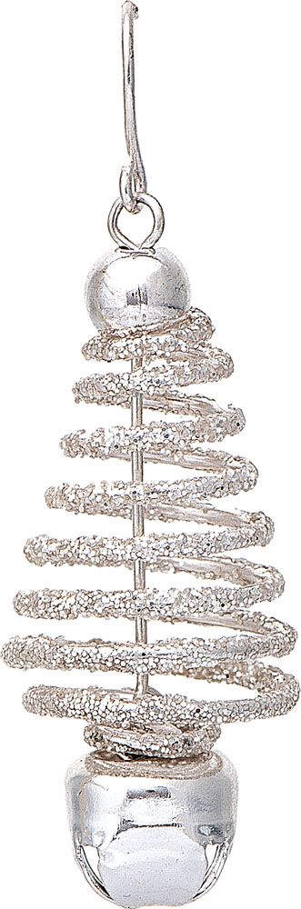 Silver Bells Spiral Tree Xmas Earrings