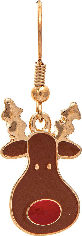 Gold Brown Whimsical Reindeer Earrings