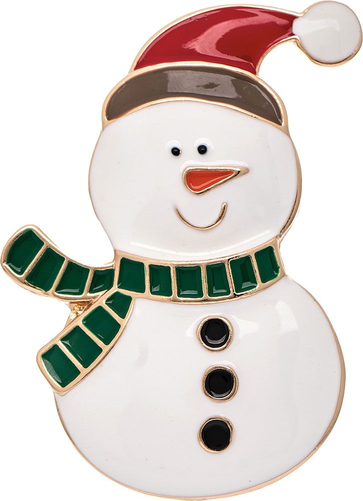 Gold Happy Snowman Magnet Pin