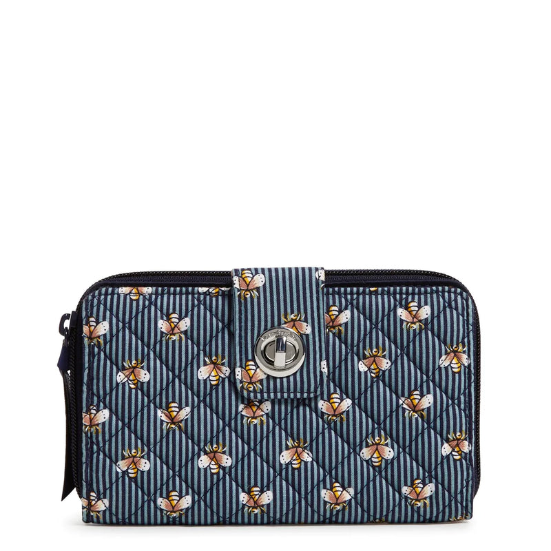 RFID Turnlock Wallet- Bees Navy