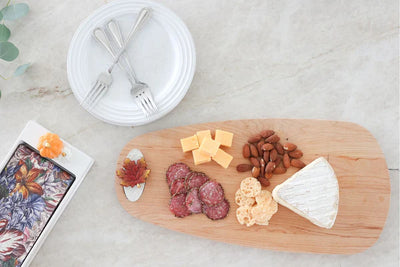 Rectangular wood cutting board for food prep