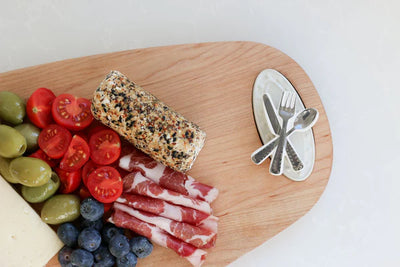 Rectangular wood cutting board for food prep